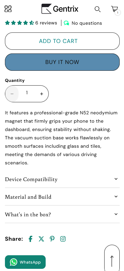Gentrix Shopify mobile storefront placeholder